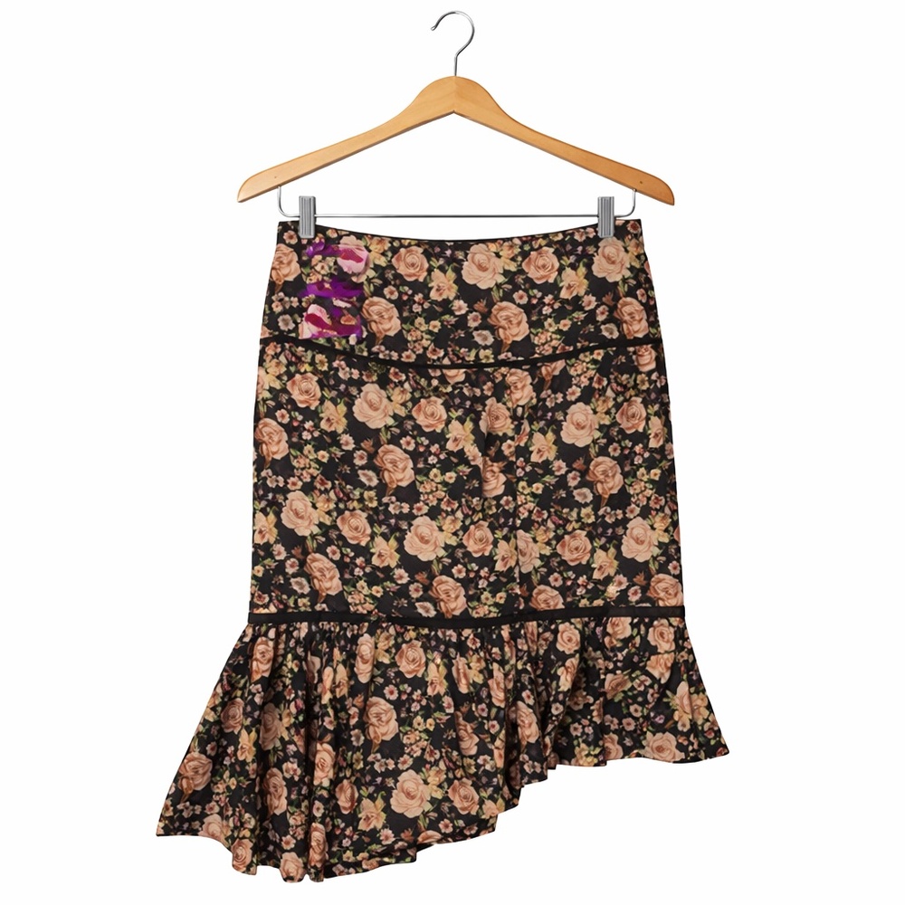 Miller Girl Nicole Miller Floral Ruffle Skirt 4 Y2K Asymmetrical Fairy Boho
